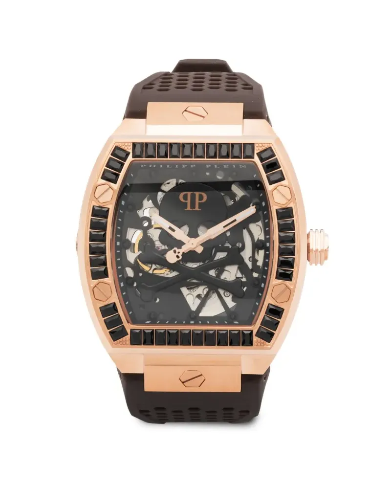 Philipp Plein The Skeleton Armbanduhr mit Kristallen 44mm - Schwarz Schwarz