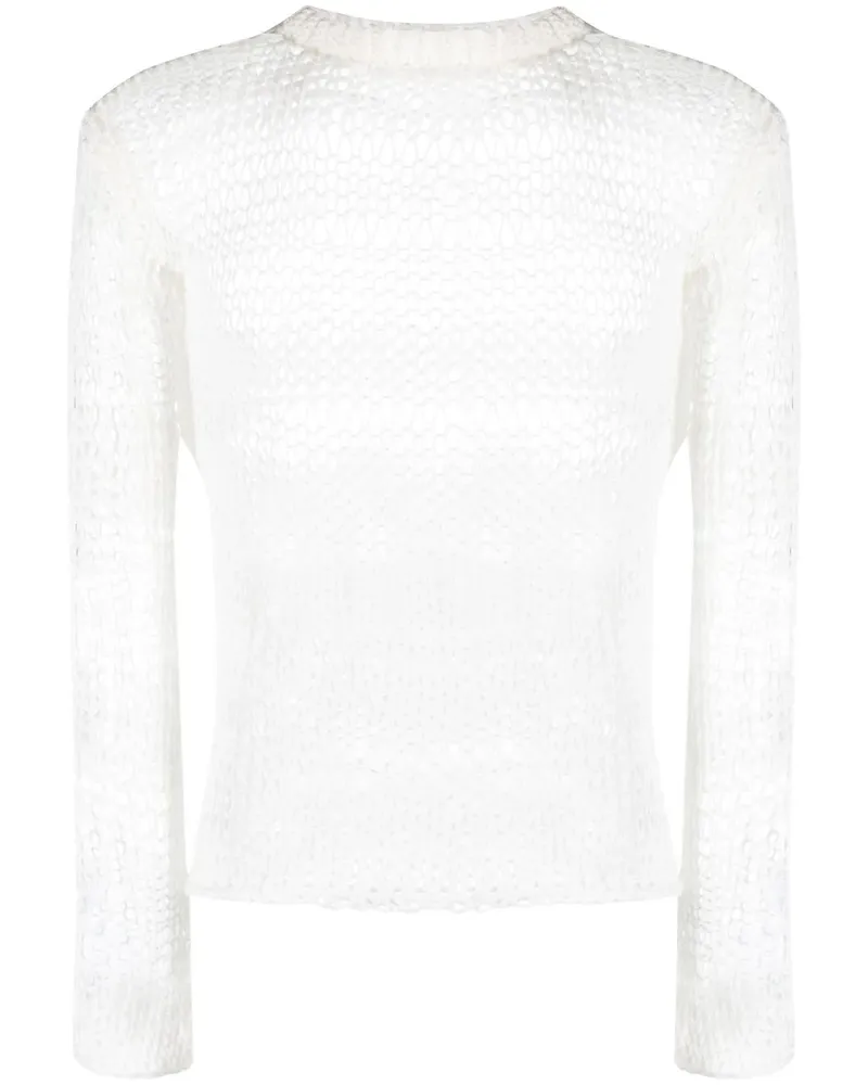 Heliot Emil Pullover mit Lochstrickmuster - Weiß Weiß
