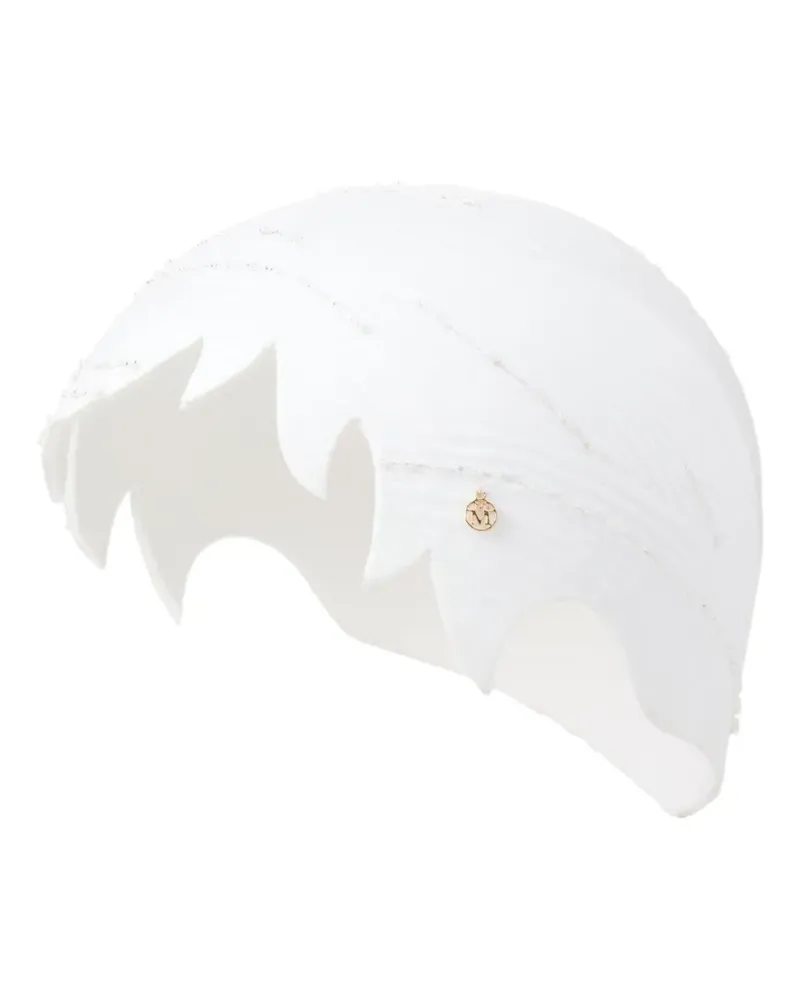 Maison Michel Eleonor Filzhut mit Perlen - Weiß Weiß