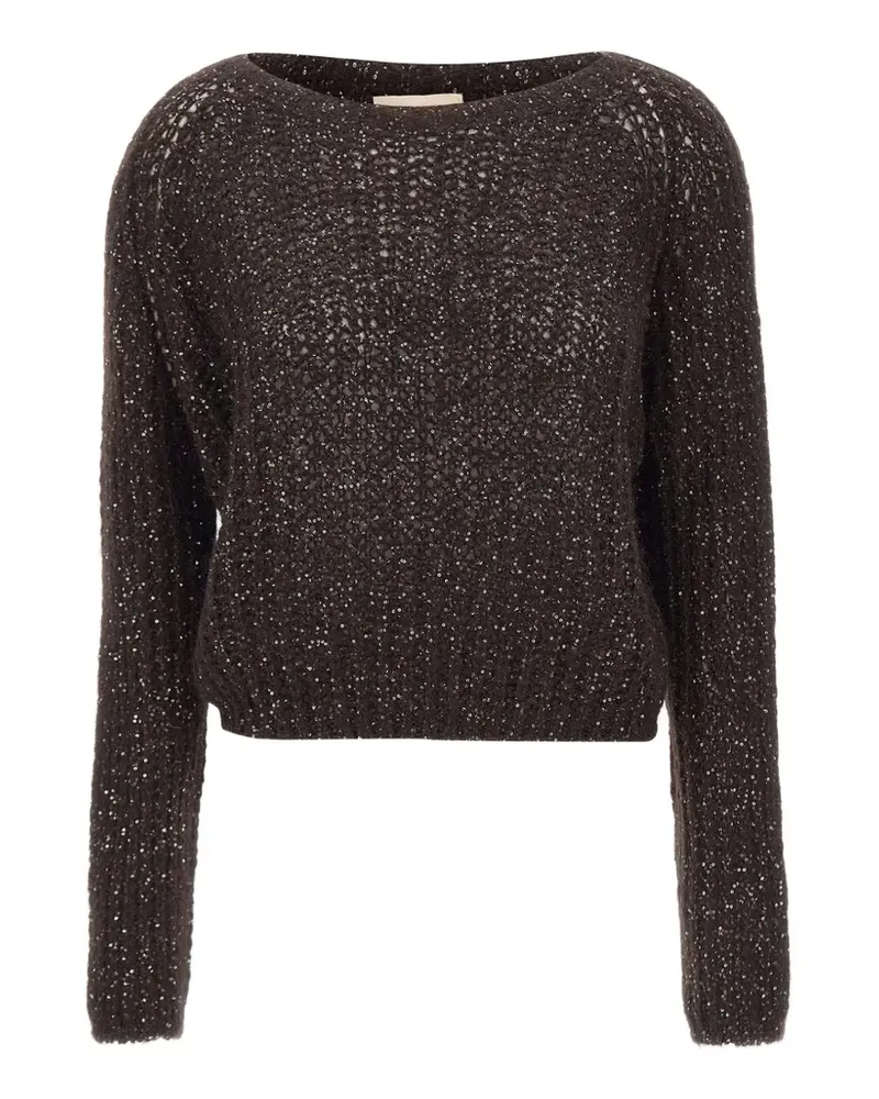 Kaos sequin-embellished openwork-knit sweater - Schwarz Schwarz