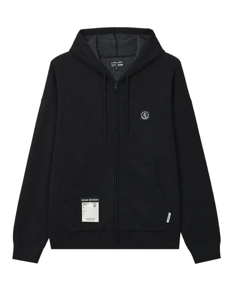 Izzue logo-print zip-up hoodie - Schwarz Schwarz