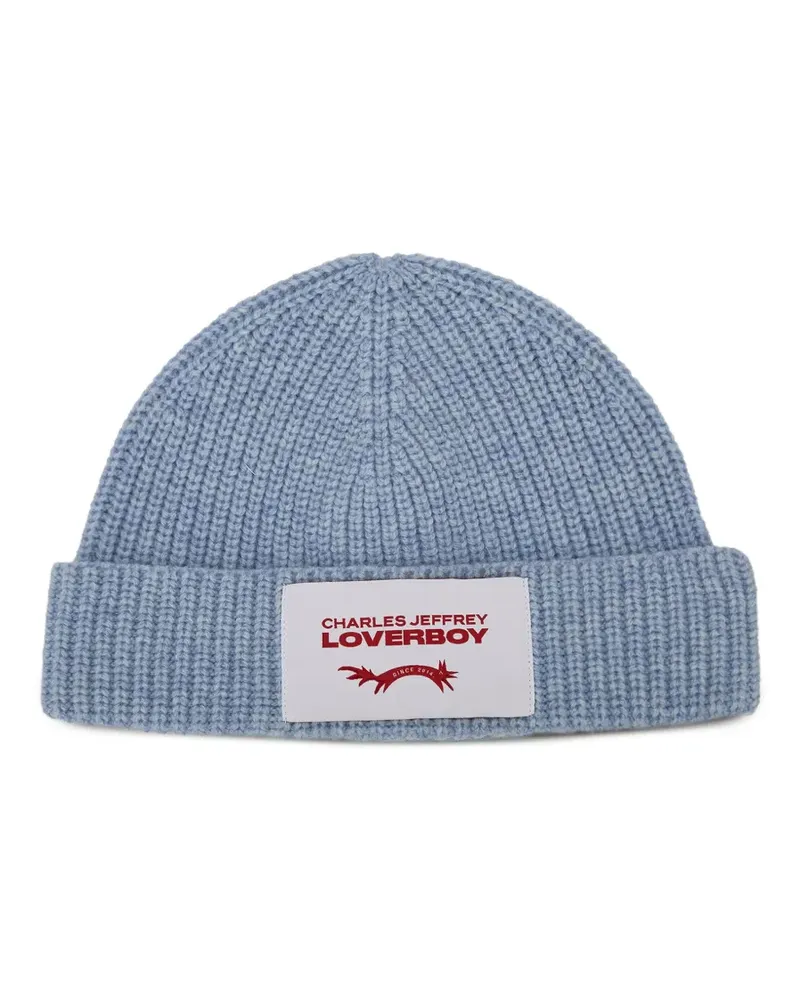 Charles Jeffrey Loverboy Gerippte Beanie mit Logo-Patch - Blau Blau