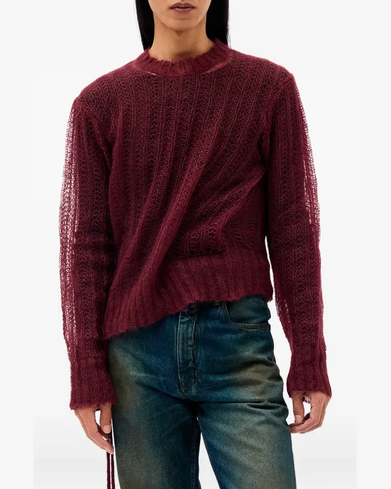 Ann Demeulemeester Lochstrick-Pullover - Rot Rot