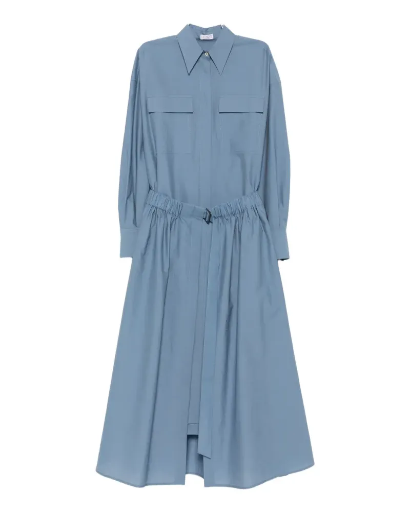 Brunello Cucinelli belted pocket-detail midi dress - Blau Blau