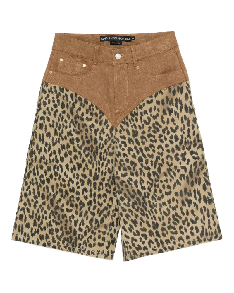 Andersson Bell leopard-print oxford shorts - Nude Nude