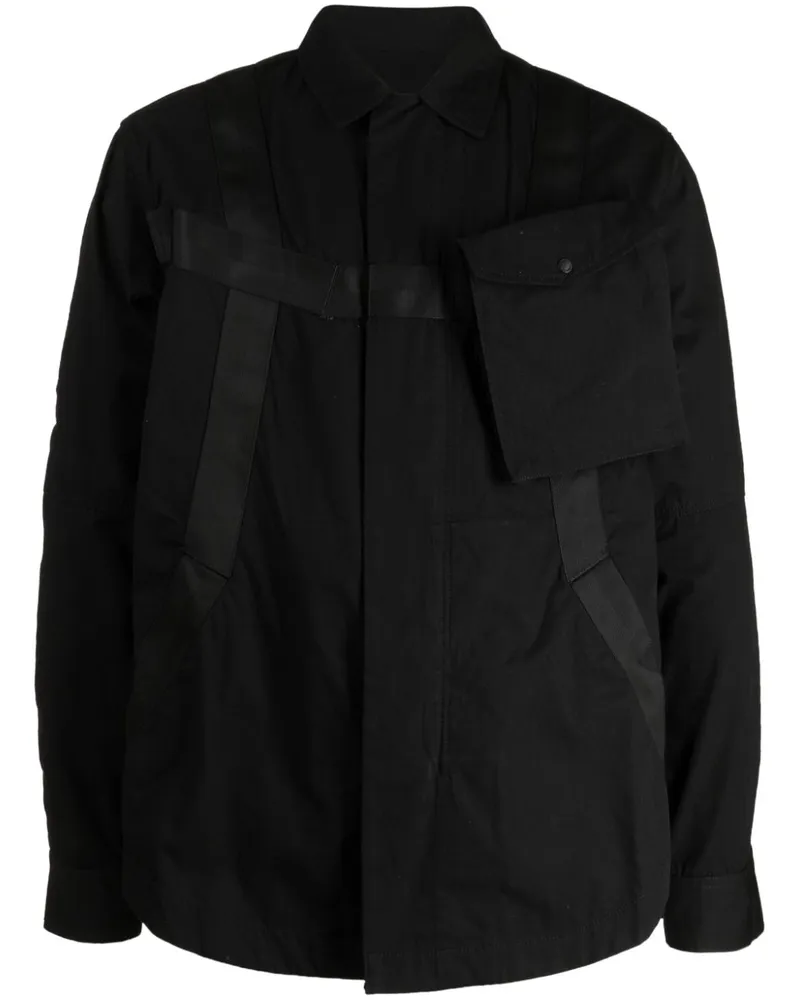 maharishi Hemdjacke mit Besatzstreifen - Schwarz Schwarz