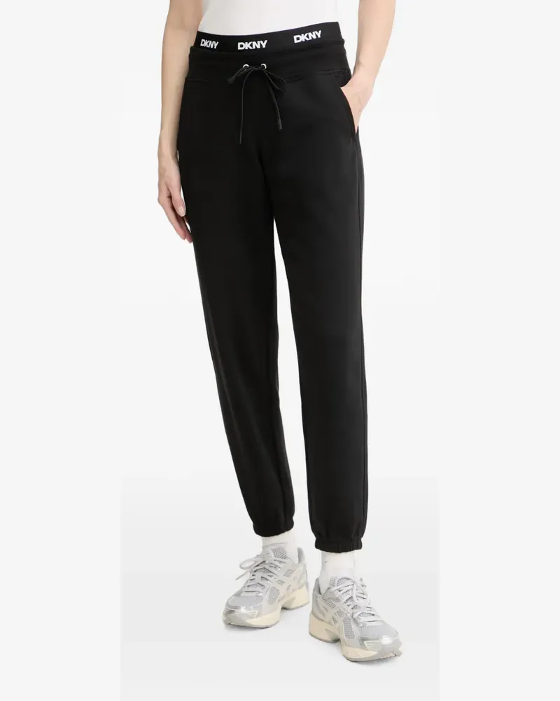 DKNY logo-waistband drawstring track pants - Schwarz Schwarz