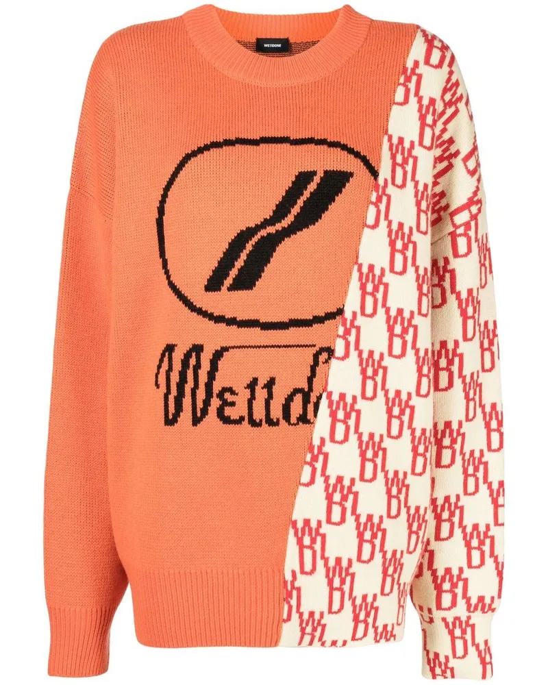 WE 11 DONE Pullover mit Logo-Print Orange