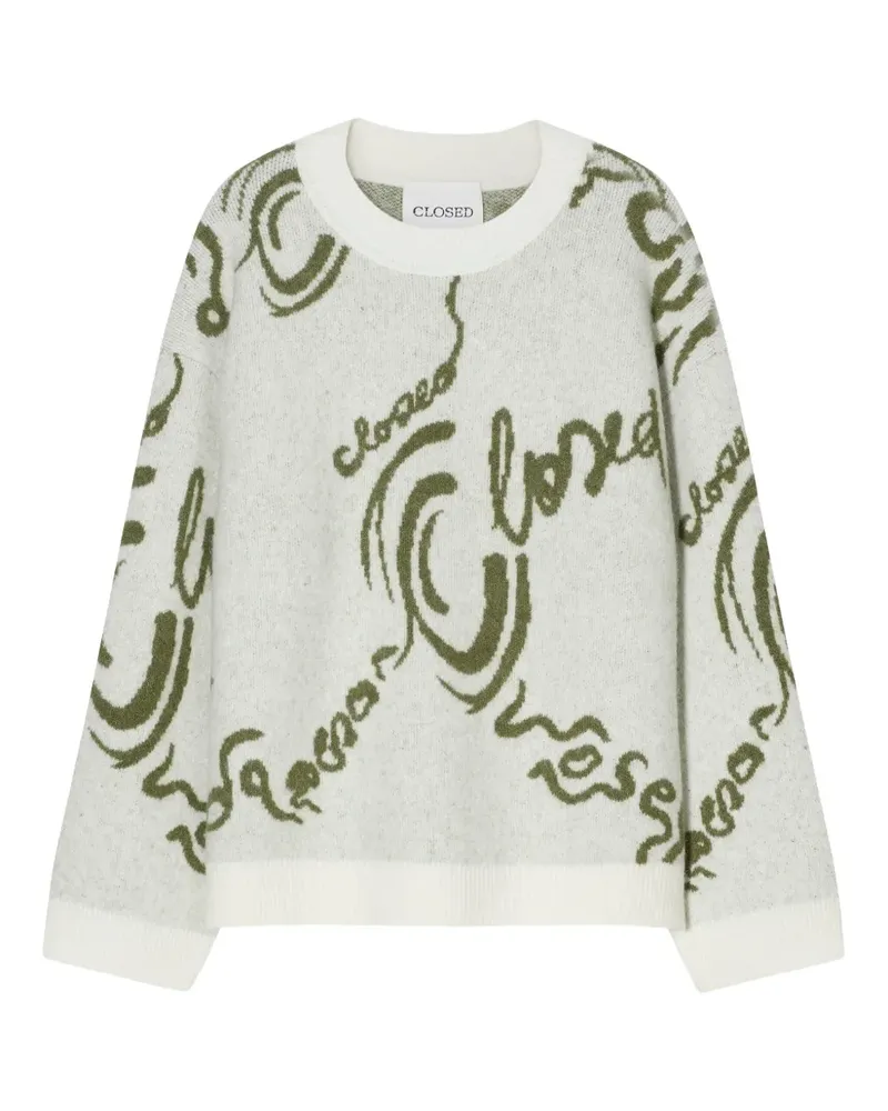 Closed Pullover mit Intarsien-Logo - Weiß Weiß