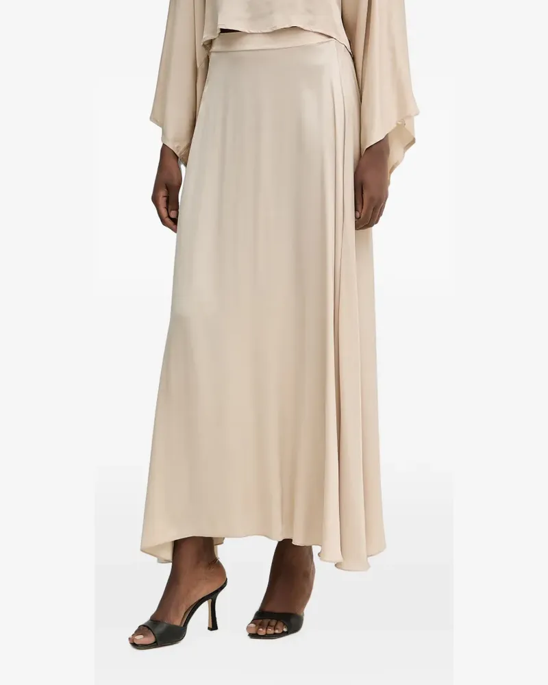 HAVEONE satin-finish flared maxi skirt - Nude Nude