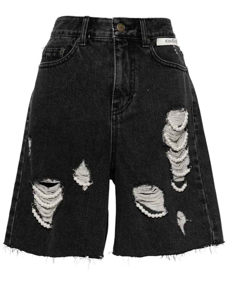 KIMHEKIM Jeans-Shorts in Distressed-Optik Schwarz
