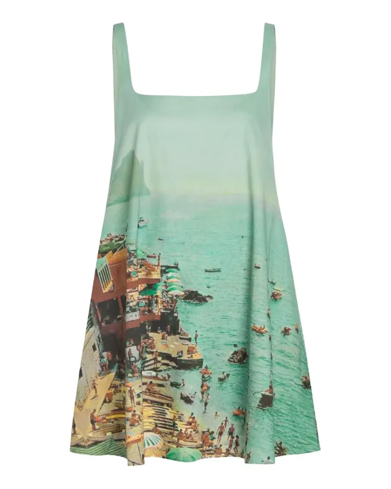 STAUD Brio graphic-print sleeveless mini dress - Grün Grün