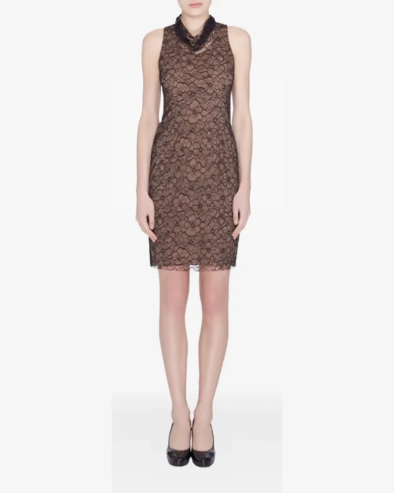 Vera Wang Pre-owned Spitzen-Minikleid mit Wasserfallausschnitt - Schwarz Schwarz