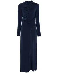 Giorgio Armani Abendkleid mit Blumenapplikation Blau