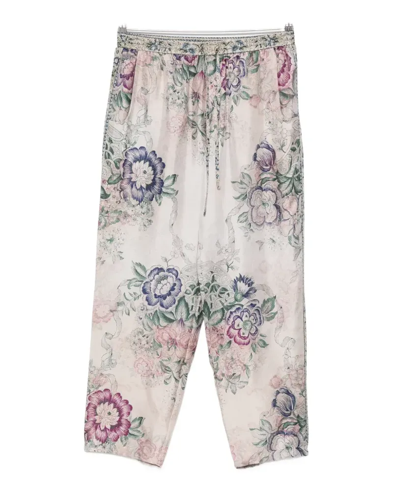 Pierre-Louis Mascia floral-print drawstring trousers - Nude Nude