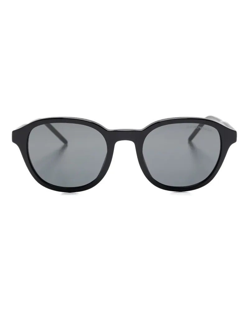 Emporio Armani Sonnenbrille mit Logo-Schild - Schwarz Schwarz