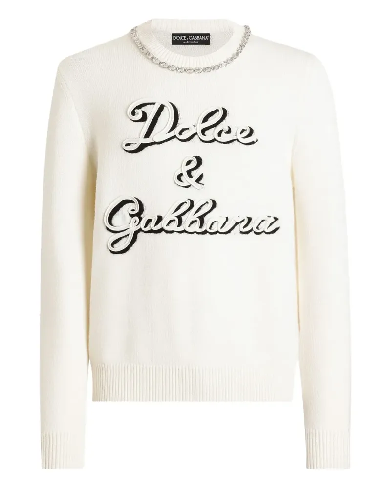 Dolce & Gabbana Pullover mit Logo-Verzierung - Weiß Weiß