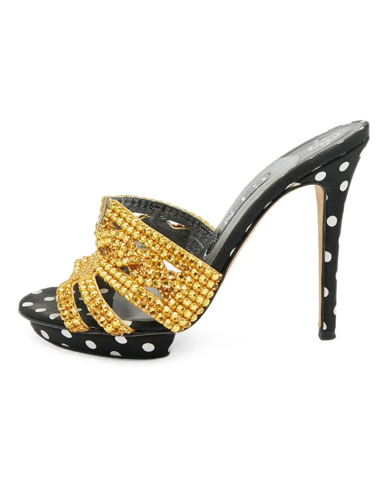 Gina Kristallverzierte Sandalen mit Polka Dots - Schwarz Schwarz