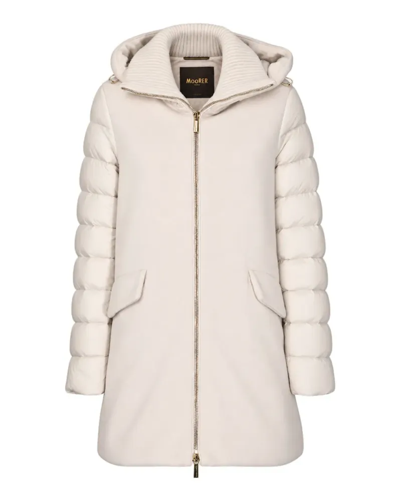 MOORER padded-sleeve hooded coat - Nude Nude