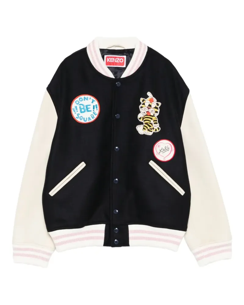 Kenzo logo-patch bomber jacket - Blau Blau