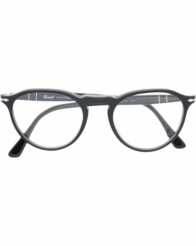 Persol Brille mit rundem Gestell - Schwarz Schwarz