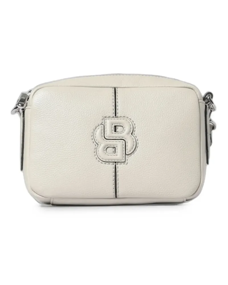 HUGO BOSS logo-plaque pebbled-effect shoulder bag - Nude Nude