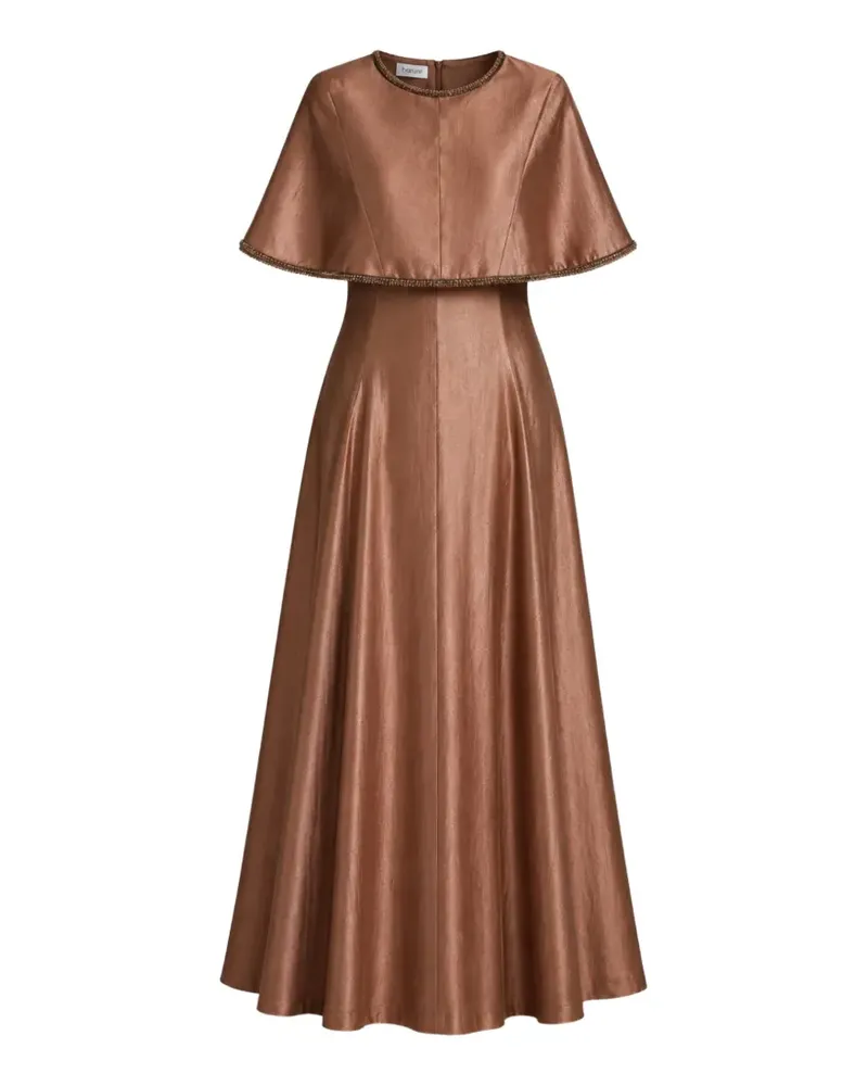 Baruni Maxikleid im Cape-Style mit Perlenbesatz - Braun Braun