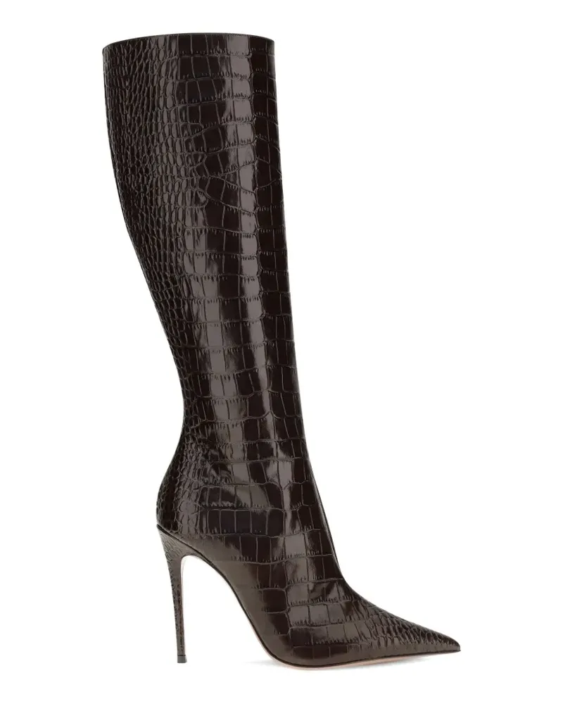 Paris Texas Kniehohe Vera Stiefel mit Kroko-Effekt - Braun Braun