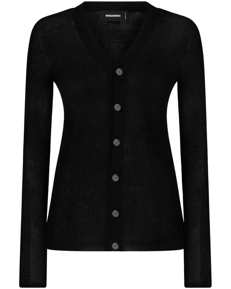 Dsquared2 Cardigan mit V-Ausschnitt Schwarz