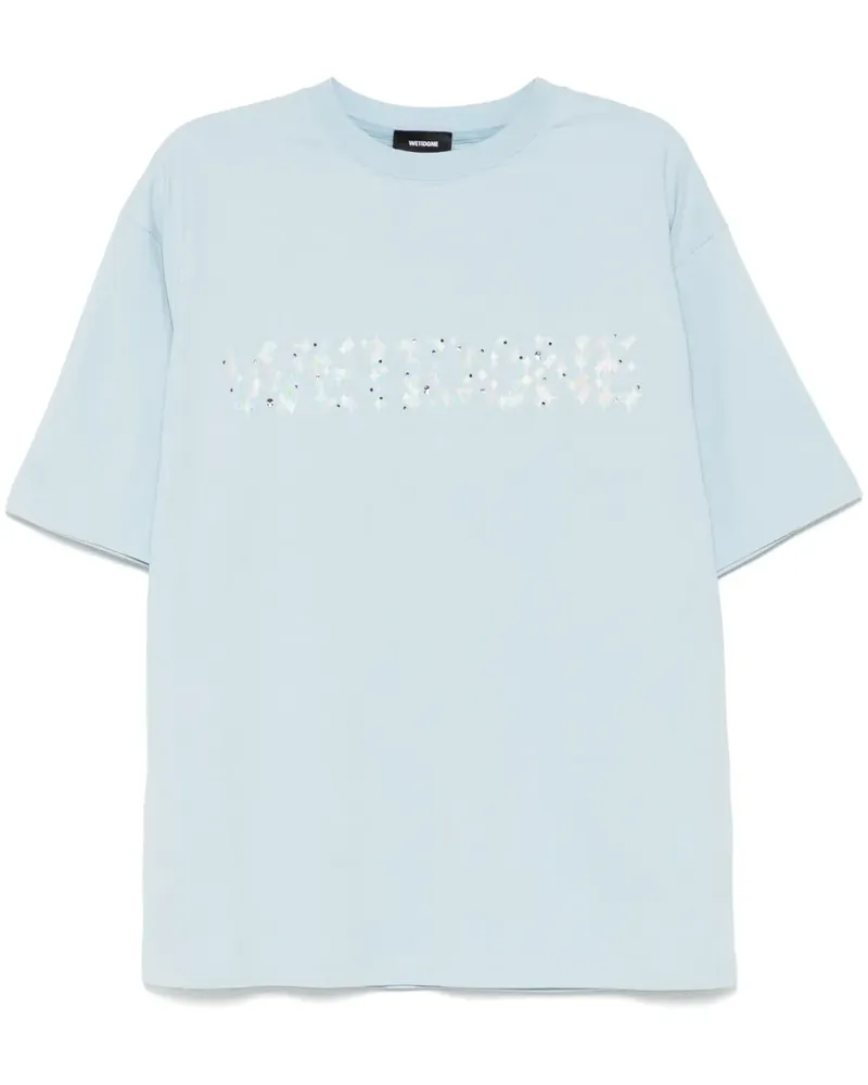 WE 11 DONE T-Shirt mit Glitter-Logo - Blau Blau