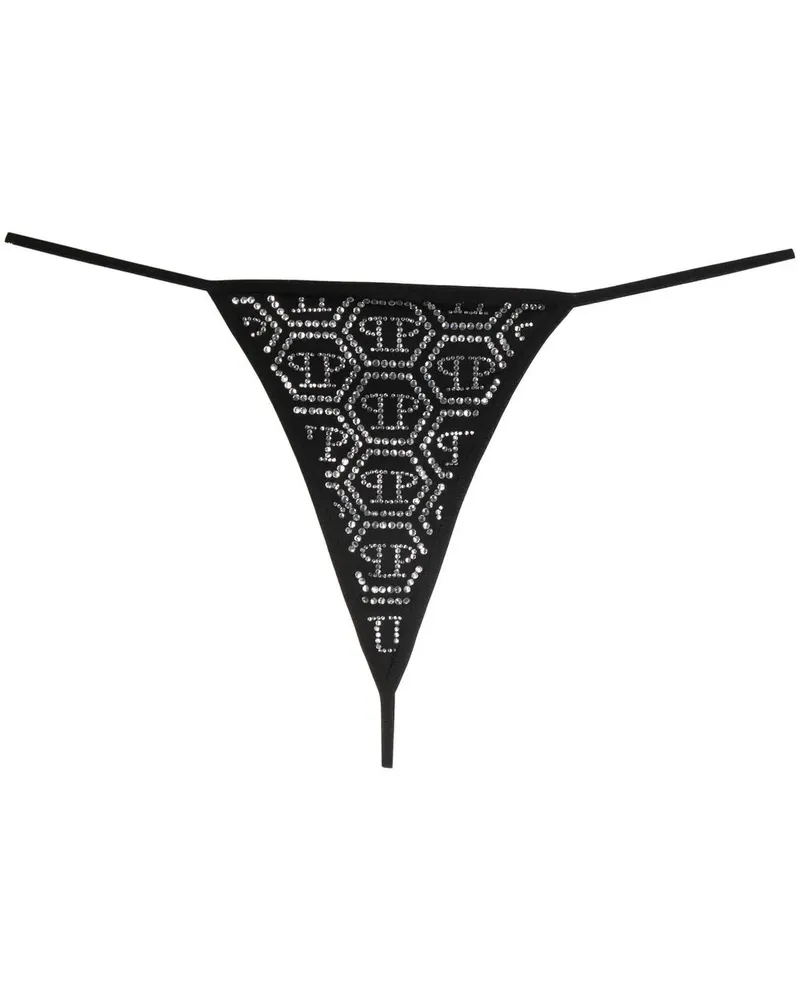 Philipp Plein Tanga mit Strass - Schwarz Schwarz