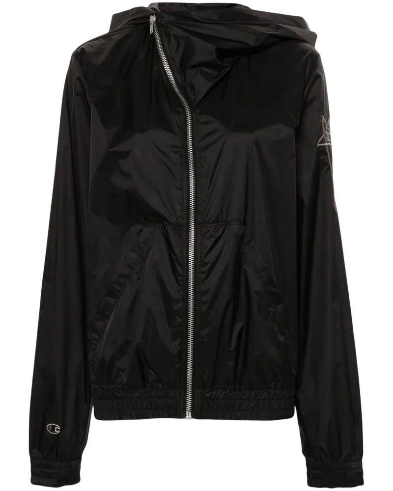 Rick Owens Kapuzenjacke mit Logo-Stickerei - Schwarz Schwarz