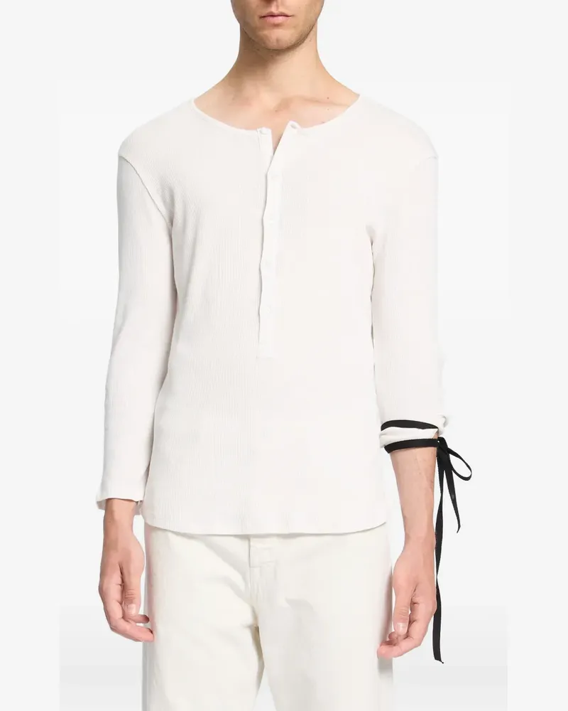 Ann Demeulemeester Ilyas Serafino T-Shirt aus Rippjersey - Nude Nude
