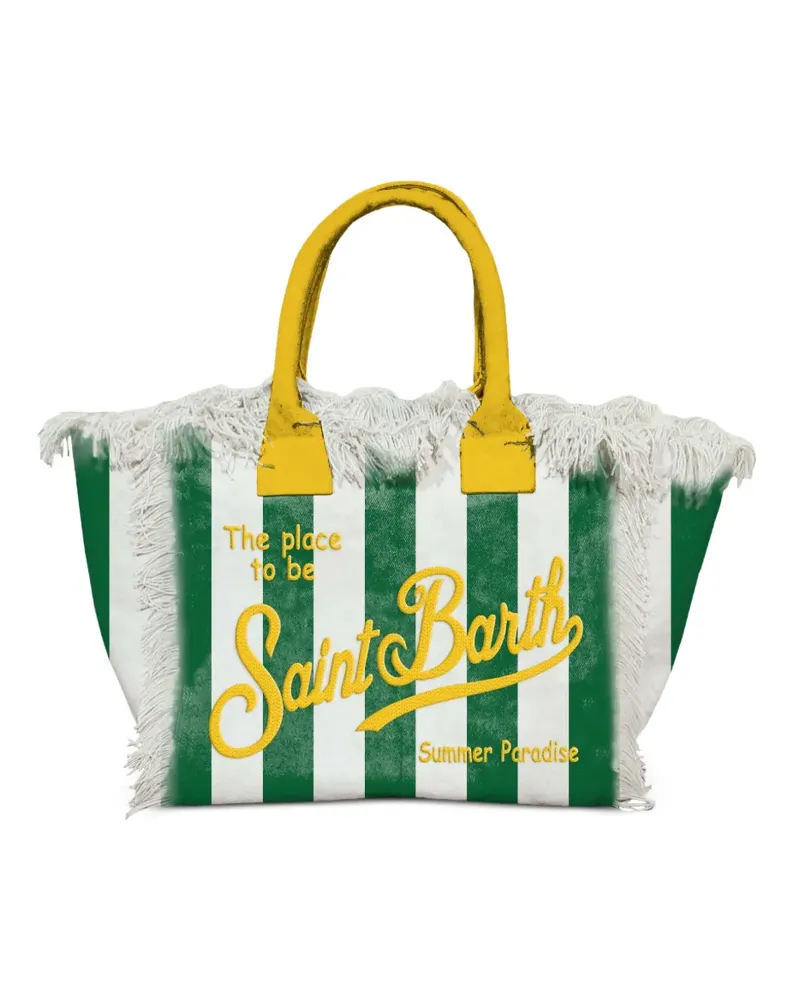 MC2 Saint Barth striped frayed-edge tote bag - Weiß Weiß