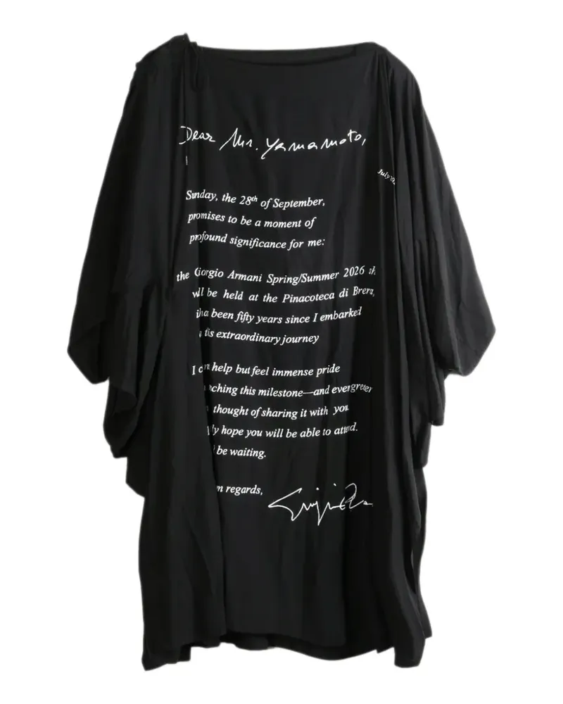 Yohji Yamamoto slogan-print graphic-print midi dress - Schwarz Schwarz