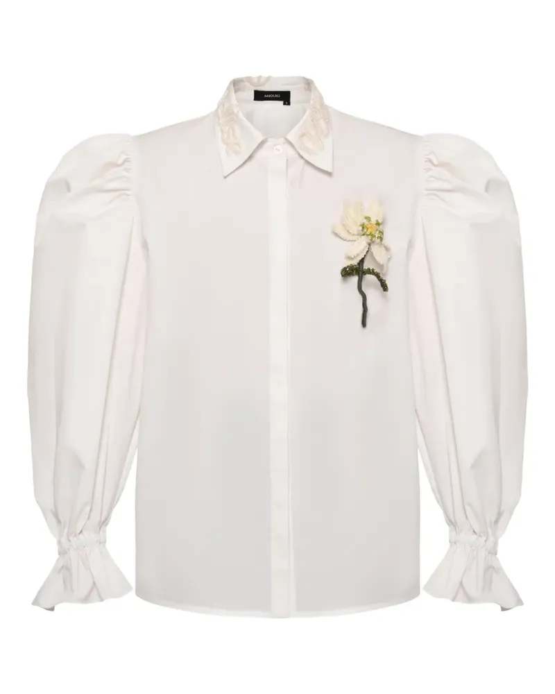 ANOUKI floral-appliqué shirt - Weiß Weiß