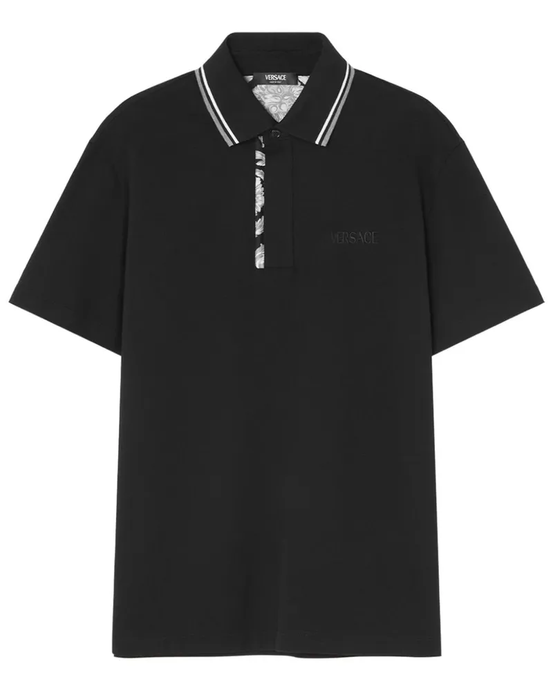 Versace Poloshirt mit Barocco-Stickerei - Schwarz Schwarz