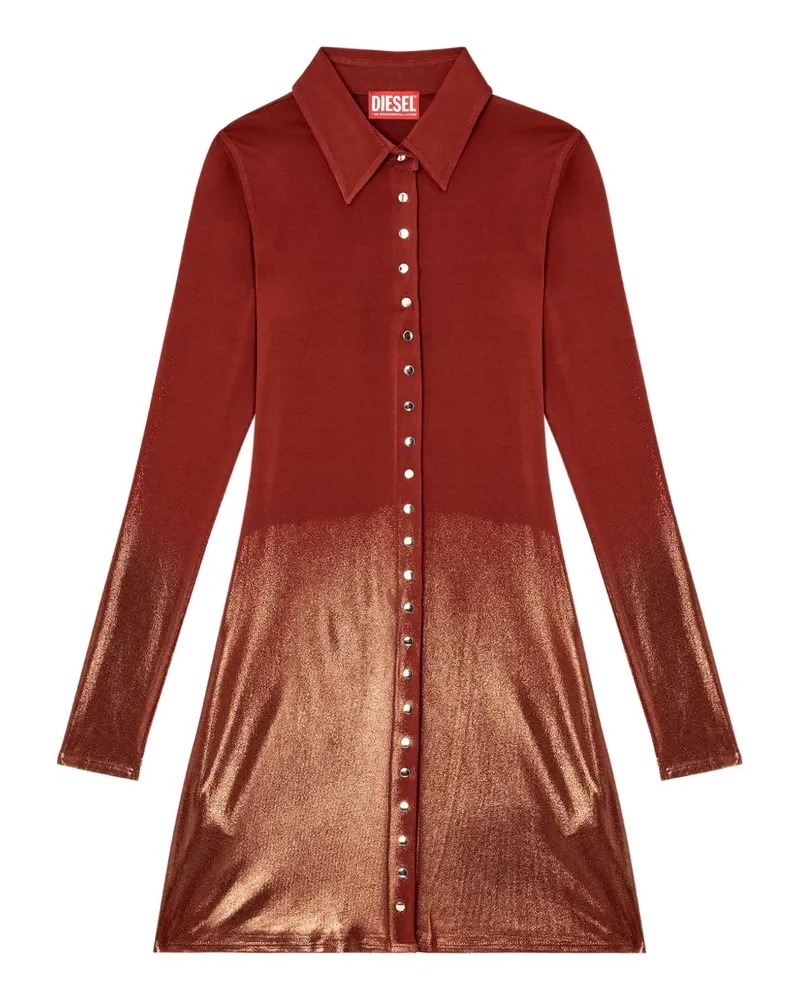 Diesel Geknöpftes Minikleid im Metallic-Look - Rot Rot