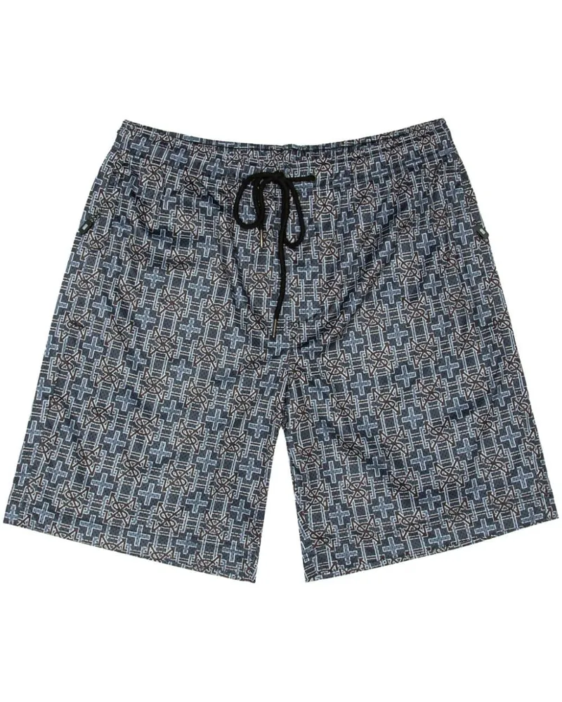 ksubi Segelshorts mit geometrischem Print Blau