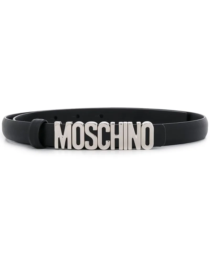 Moschino Gürtel mit Logo-Schild - Schwarz Schwarz
