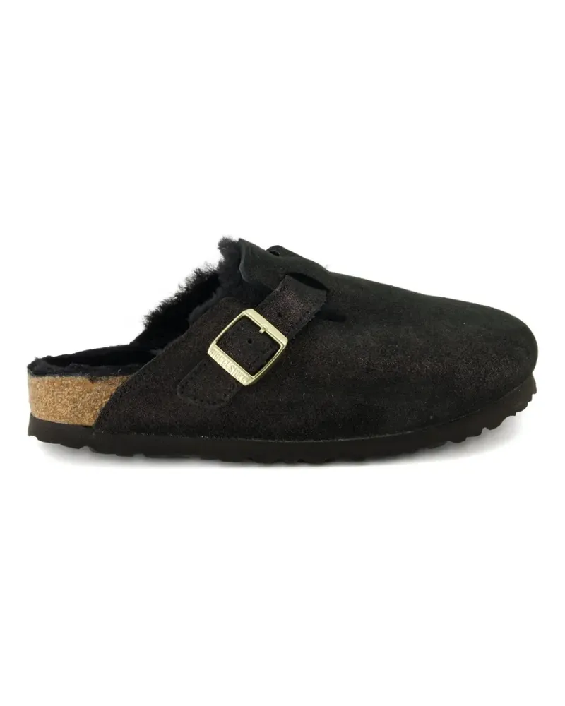 Birkenstock Boston shimmering buckle mules - Schwarz Schwarz