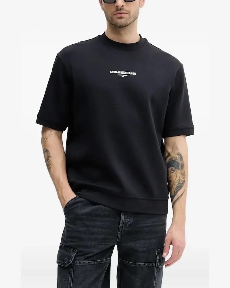 Armani Exchange Kurzärmeliges T-Shirt mit Logo-Print - Schwarz Schwarz
