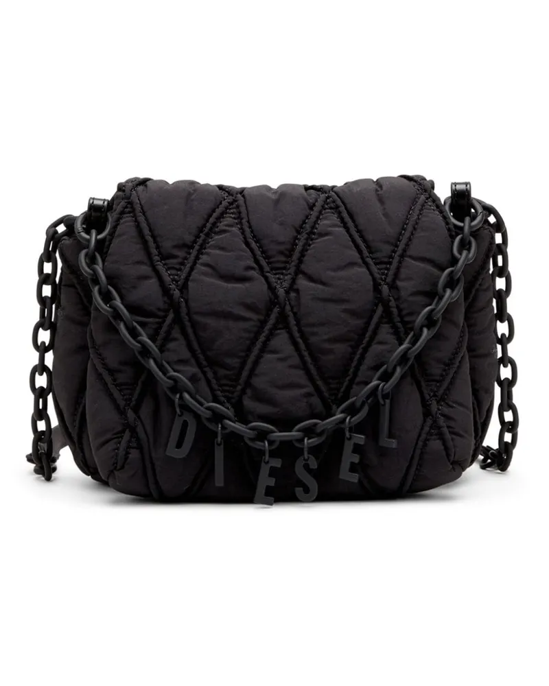 Diesel Kleine Charm-D Schultertasche - Schwarz Schwarz