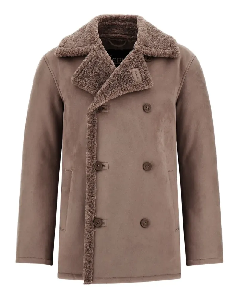Herno Doppelreihige Cabanjacke aus Faux Shearling - Nude Nude