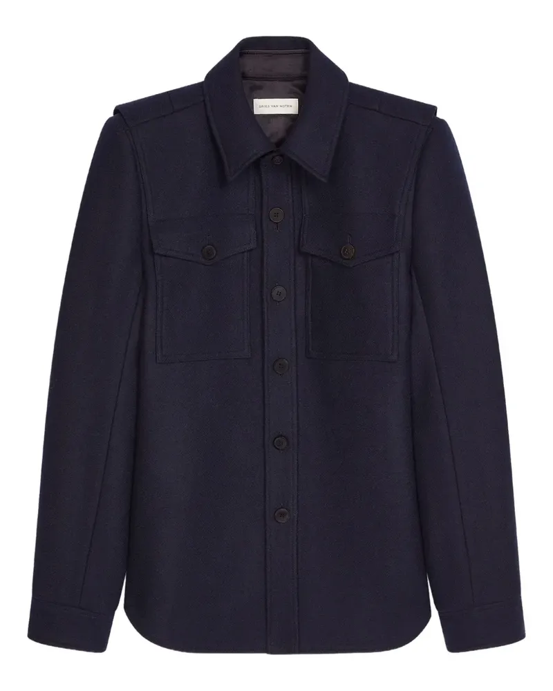 Dries van Noten Hemdjacke aus Wollgemisch mit Klappentasche - Blau Blau