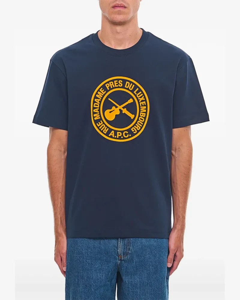 A.P.C. T-Shirt mit Logo-Print Blau
