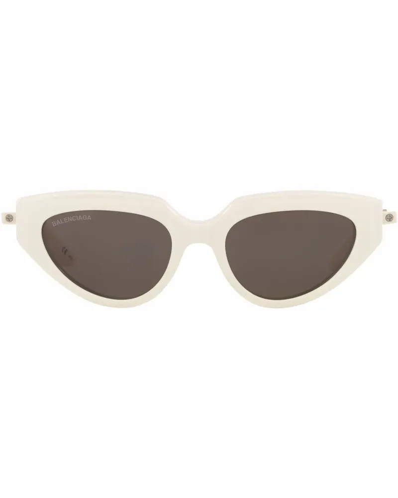 Balenciaga Schmale Cat-Eye-Sonnenbrille - Weiß Weiß