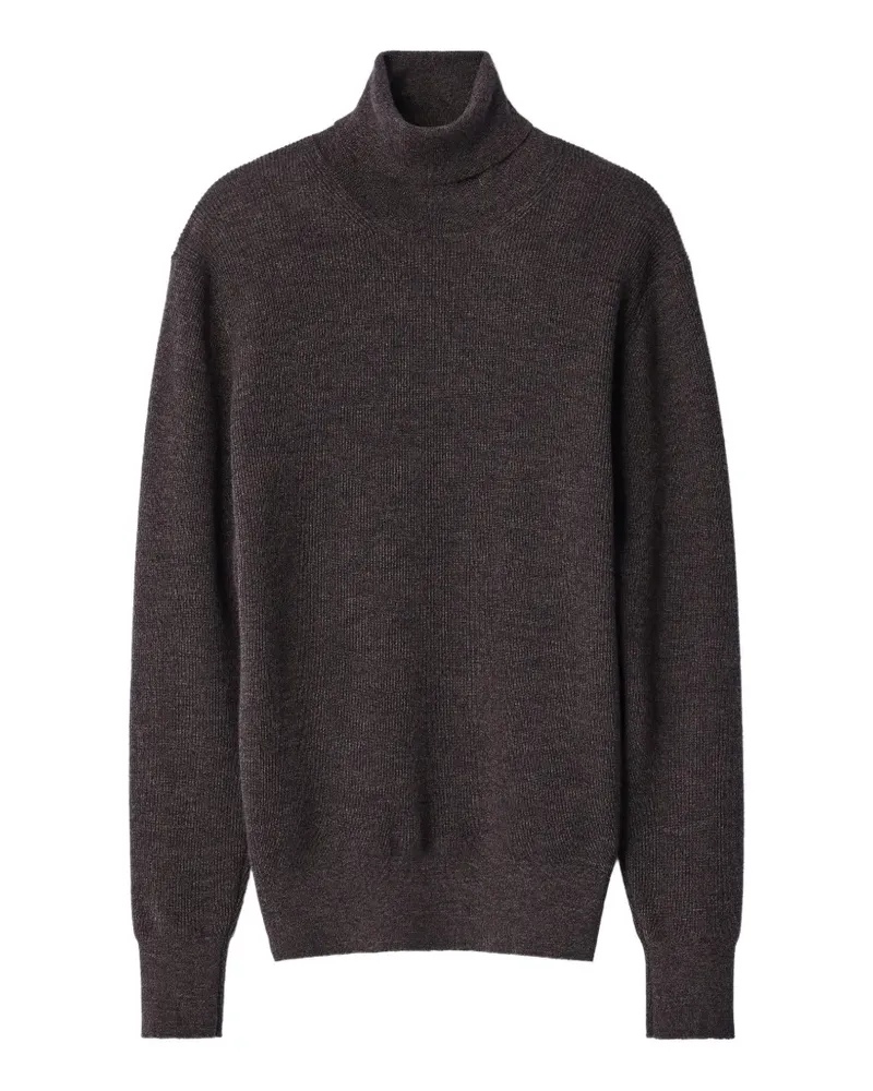 Christophe Lemaire Pullover mit Stehkragen aus feiner Mouliné-Merinowolle - Braun Braun