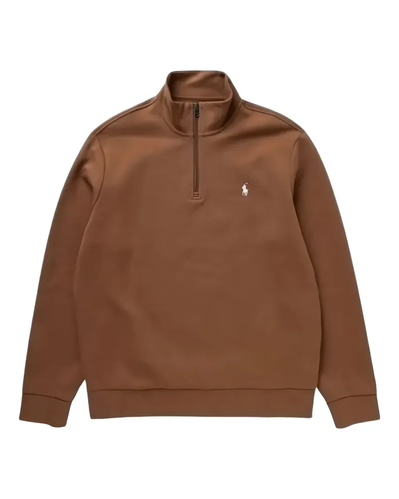 Ralph Lauren Bestickter Pullover mit Viertelreißverschluss - Braun Braun