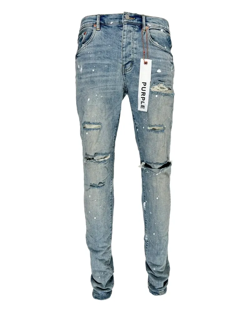 PURPLE BRAND Jeans im Distressed-Look - Blau Blau